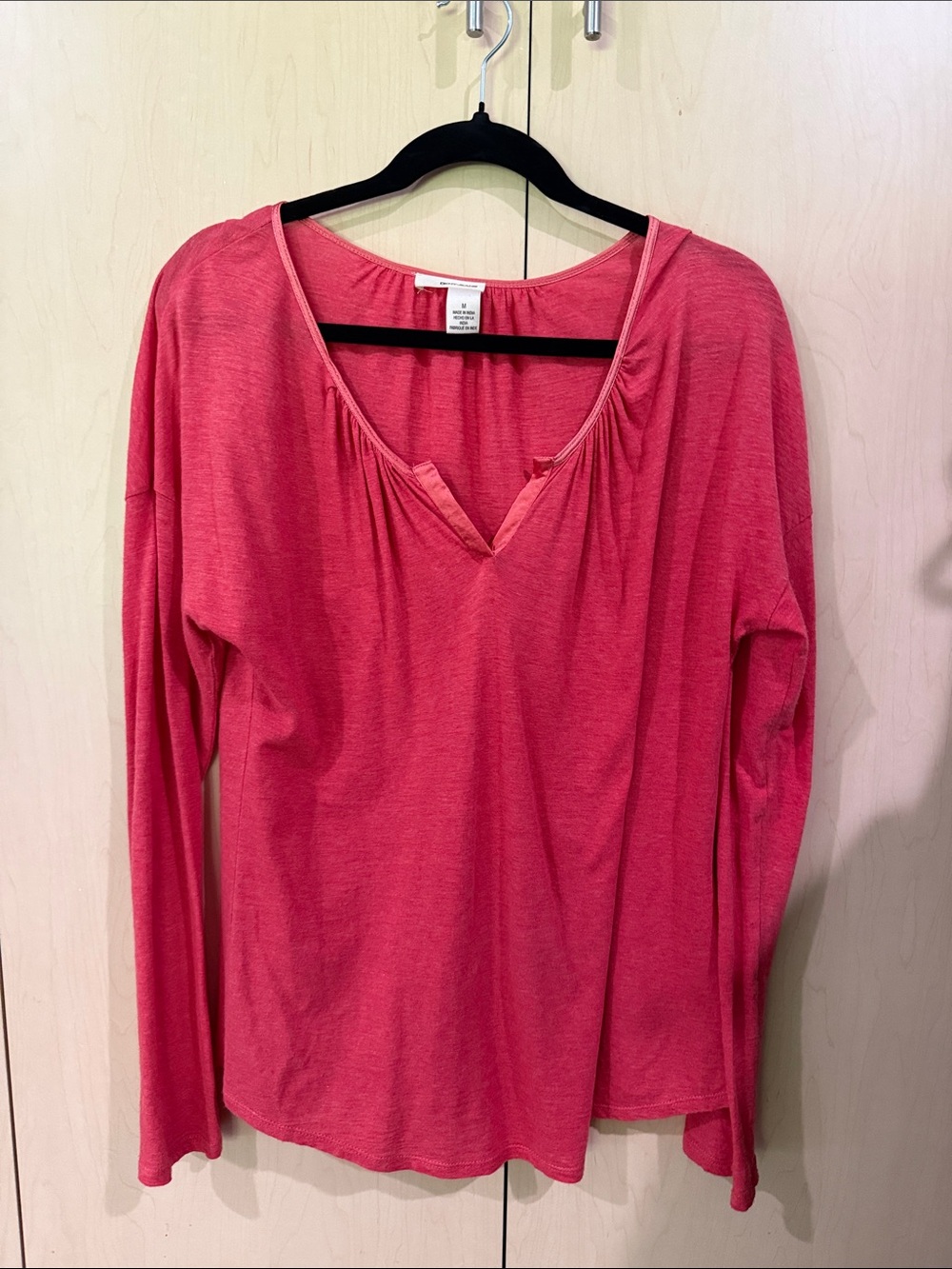 DKNY Pink Long-Sleeve V-Neck Top